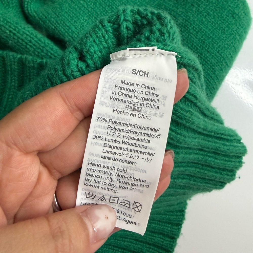 J. Crew Women’s Green Ribbed Crew Neck Cable Knit Sweater Sz Small - Picture 11 of 11